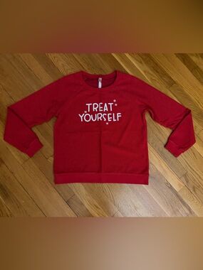 Xhilaration Red "Treat Yourself" Pullover Sweatshirt